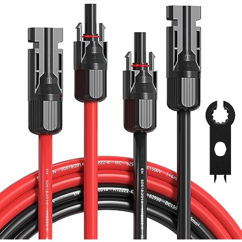 Temank 10AWG Solar Extension Cable 40 Feet, 10 Gauge Solar Panel Extension Cable 40FT Both Ends with Female and Male Solar Connector Adapter Kit (40ft Red + 40ft Black) Cover
