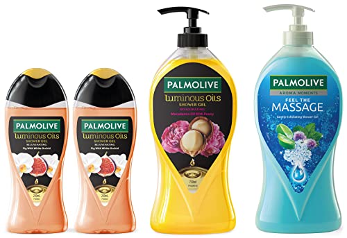 Image of Palmolive Luminous Oil Invigorating Body Wash, 750ml & Palmolive Feel The Massage Body Wash, 750ml Pump Bottle & Palmolive Luminous Oil Rejuvenating Body Wash, Pack Of 2 X 250ml