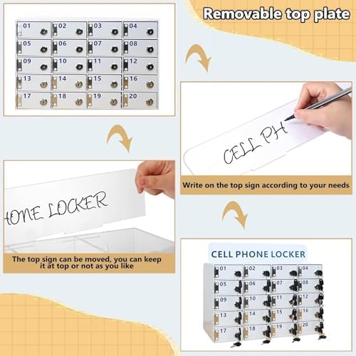 Acrylic Mobile Phone Lock Box - 20-Bit Employee Locker for Safe Phone Storage, Secure Management Cabinet for Offices and Workplaces