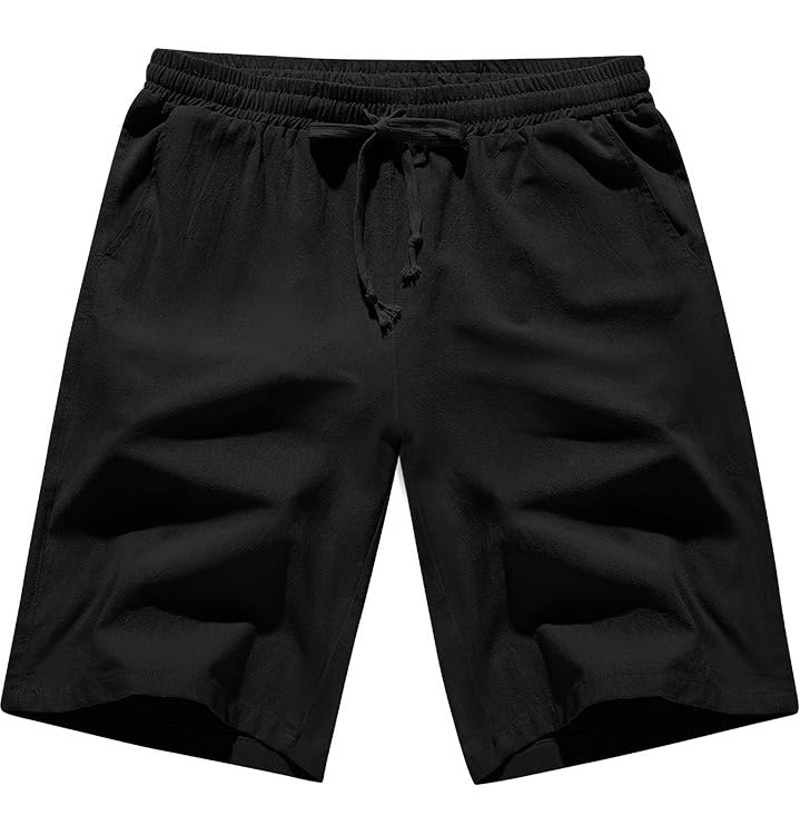 Yuson Girl Pantlaoncini Uomo Lino Cotone Pantaloni Corti Uomo Estivi Casual Leggeri Pantaloncini Comodo Tinta Untia Shorts Uomo Eleganti Pantalone Corto con Coulisse e Tasche