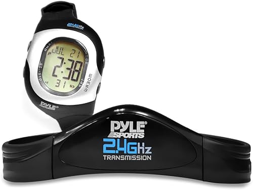 Pyle PSWHRL34.5 - Monitor de frecuencia cardíaca inteligente de fitness Reloj deportivo digital de actividad HR Tracker con correa de pecho de 2.4