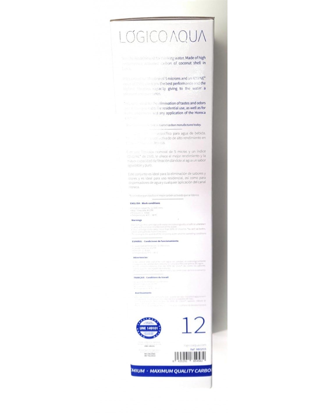 Filtro de agua Lógico Aqua Premium 12'