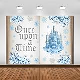 Sensfun Once Upon a Time Winter Wonderland Castle Backdrop Princess Party Decorations Blue Floral Ice Castle Photography Background for Girl Princess Fairytale Wedding Birthday Banner Photo Prop 7x5ft
