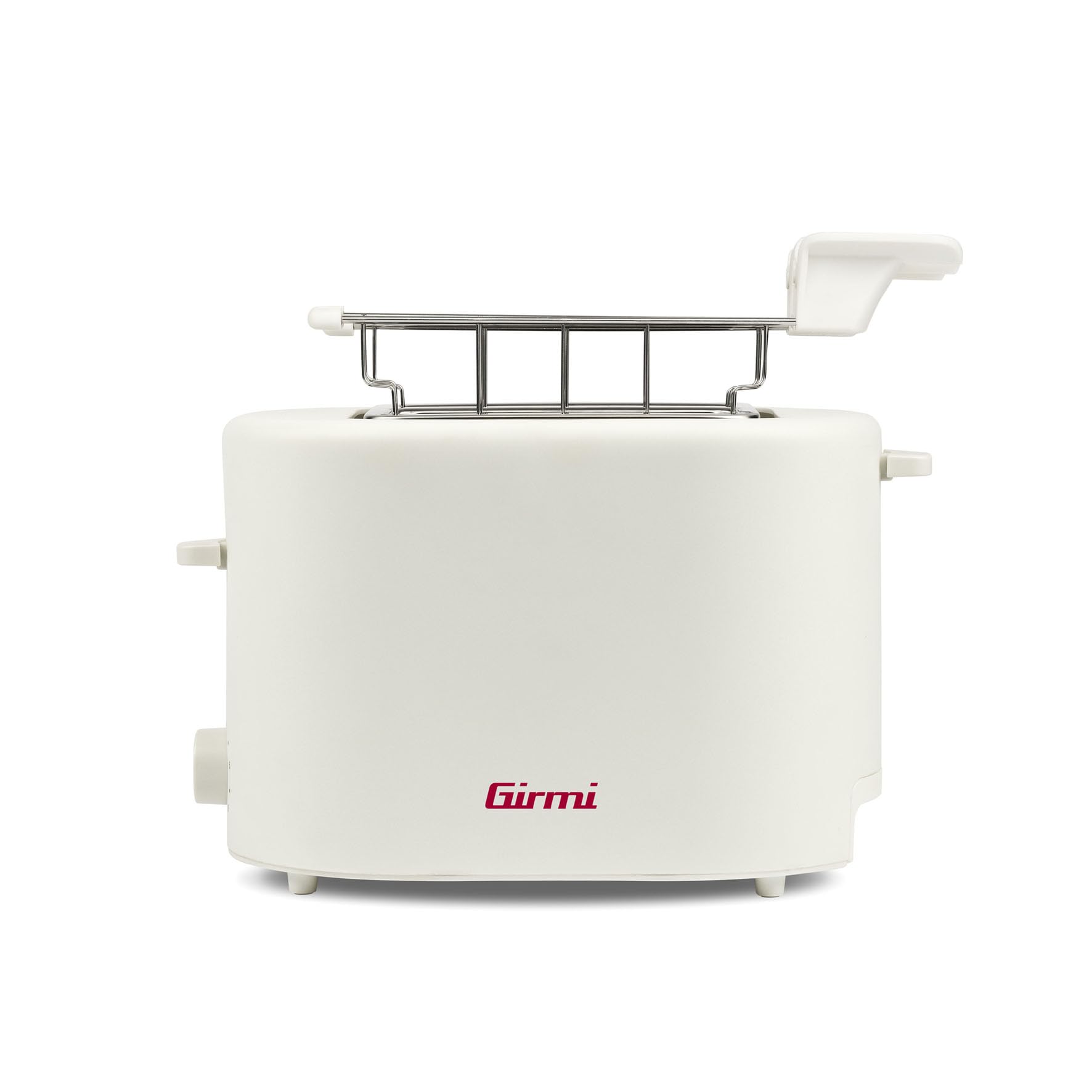 Girmi TP21 Tostapane, 750 W, Pinze Inox per toast farciti, Scalda brioches estraibile, Espulsione automatica, Raccogli briciole, Bianco