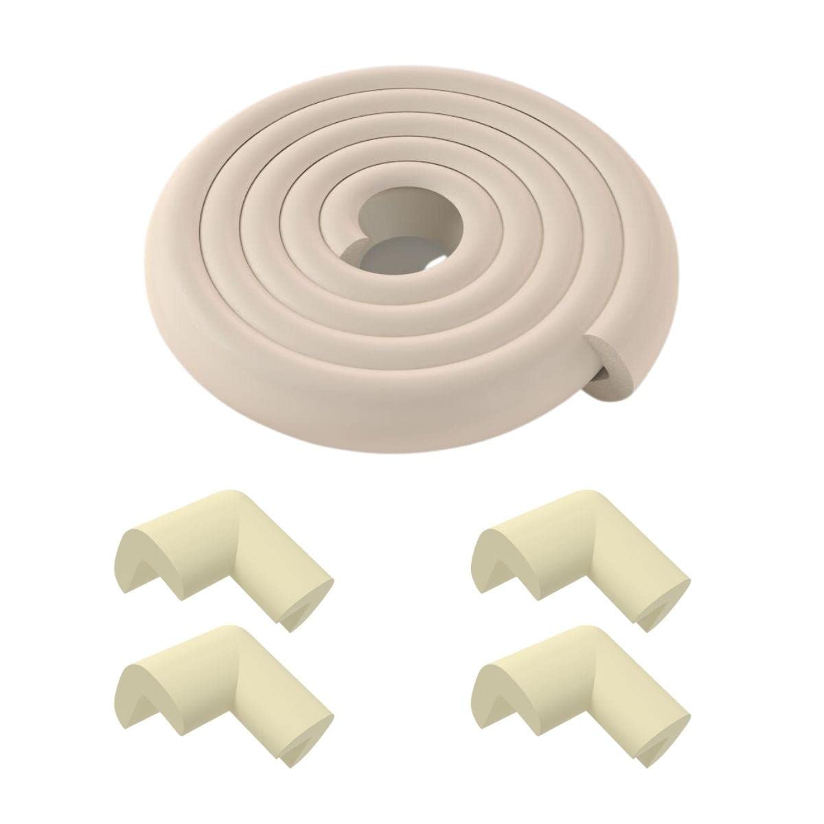 GUCHIGUPre-Taped Furniture Edge Guard and Corner Protector - 2.5ft Edge (75 cm) + 4 Corner Guards for Baby Proofing & Child Safety (Beige)