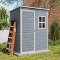 Gizoon 5x3 FT Outdoor Storage Shed with Lockable Door, Resin Weatherproof Plastic Garden Shed with Floor & Ventilation, Backyard Shed for Patio, Lawn Tools, Bike, and Toys
