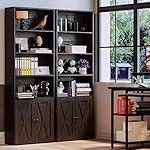 IRONCK Industrial Bookshelves and Bookcases with Doors Floor Standing 6 Shelf Display Storage Shelves 70 in Tall Bookcase for Home Office, Living Room - Image 4