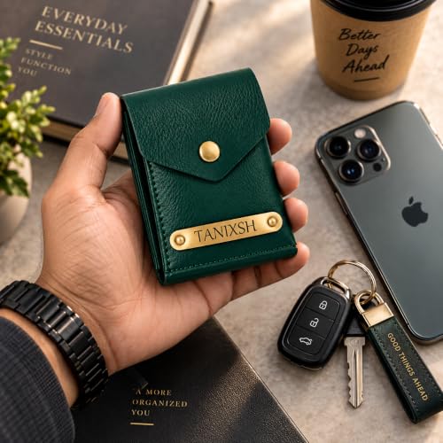 Image of Personalized Slim Wallet for Men, Card & Cash Holder (Green)