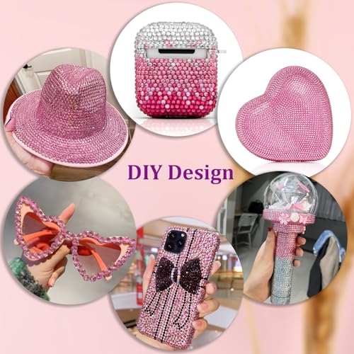 Image of 25000Pcs Resin Rhinestones for Crafting, Dark Pink 2-6mm Mixed Sizes Non Hotfix Flatback Gems with 1Pcs Glue, Bedazzling Crystal for DIY Craft Clothing Mugs Tumblers Shoes Fabric Decor Nail Art
