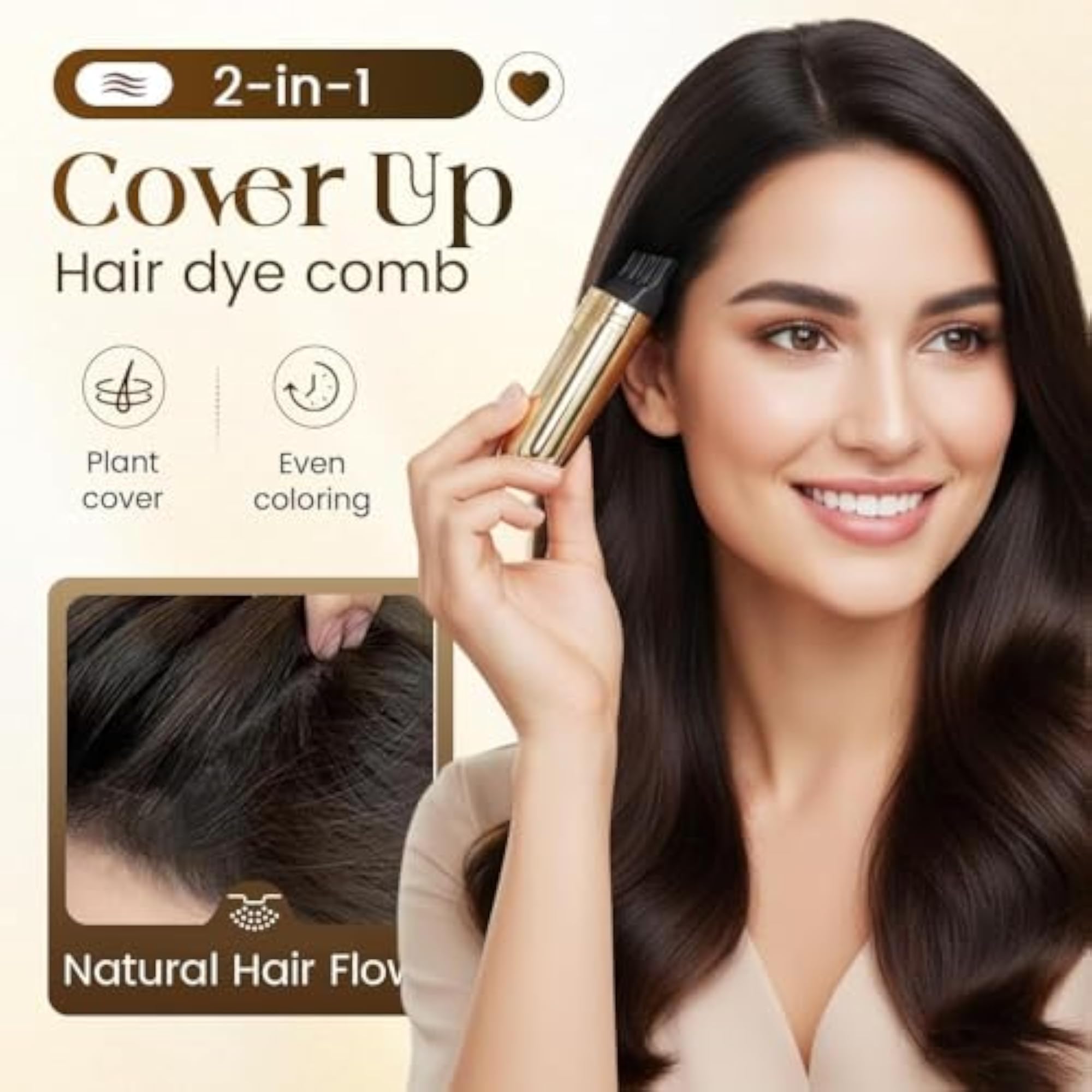 2-in-1 Convenient Hair Dye Comb for Gray Hair, Travel Use