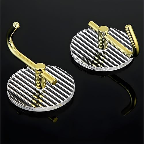 Image of Self Adhesive Golden Wall Hook Hanger with Magic Stiker Acrylic Transparent Adhesive Hooks for Wall-Set of 5pcs (Golden Hook-5)