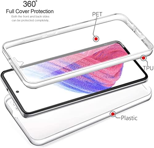DN-Alive Galaxy A53 5G Case, Galaxy A53 5G Phone Case, [360 Case] [Front And Back Case] [Transparent] [Clear Case] 360° Full Body TPU Silicone Gel For Samsung A53 Case, Samsung Galaxy A53 Phone Case