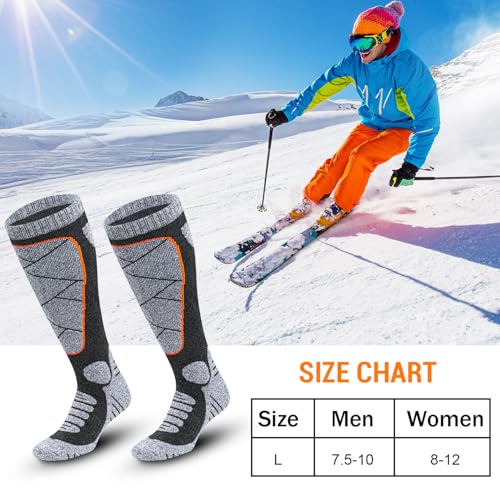 Ski Socks for Men Women Size L, Cotton Socks for Skiiing Snowboard Outdoor Activity (1 Pair), Soft Warm and Breathable2