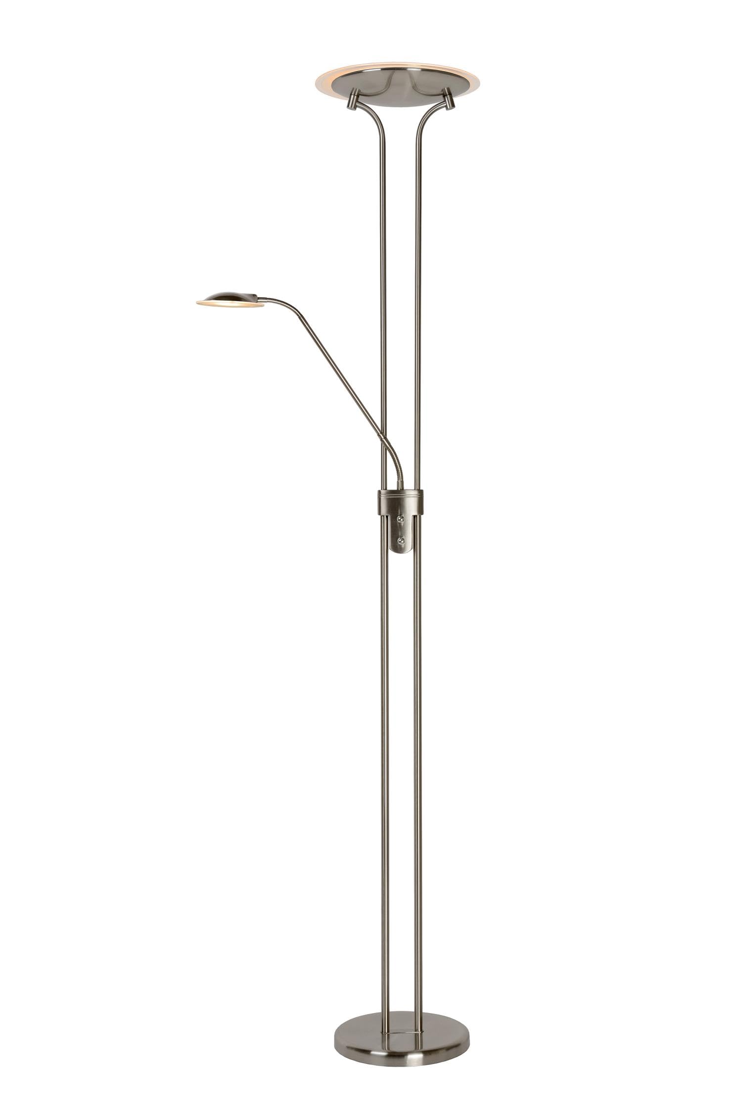 Lucide CHAMPION-LED - Stehlampe Mit Leselampe - Ø 25,4 cm - LED Dim. - 3000K - Chrom Matt