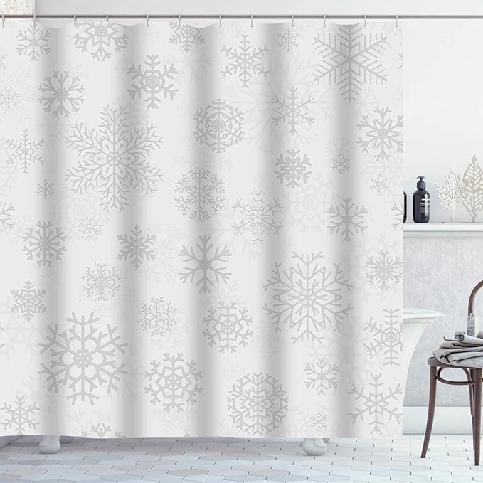 Rideau de douche de Noël anti-moisissure au séchage rapide en tissu imperméable avec crochets