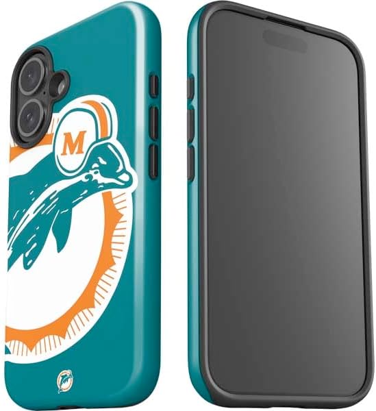 Skinit Impact Phone Case Compatible with iPhone 16 - Officially Licensed NFL Miami Dolphins Retro Logo Design