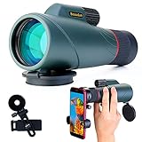 Monocular Compacto Profesional - Lente con recubrimiento FMC, el prisma BAK4 ofrece imágenes particularmente estables mediante la refracción óptima de la luz, le ofrece una experiencia excelente. Ideal para observación de aves, safari, camping, observación de estrellas, viajes, conciertos, exploración al aire libre, observación de juegos deportivos, etc.