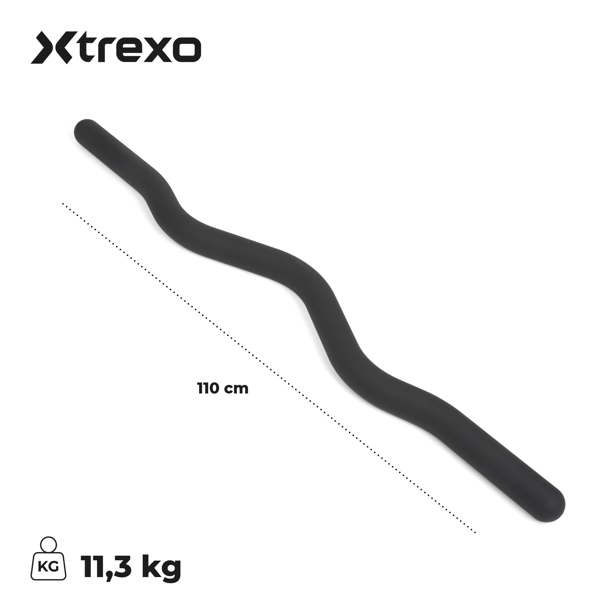 Barra curl curvada SCULPT de 110 cm, de silicona, para entrenamiento de brazos, 11,3 kg, núcleo de hierro