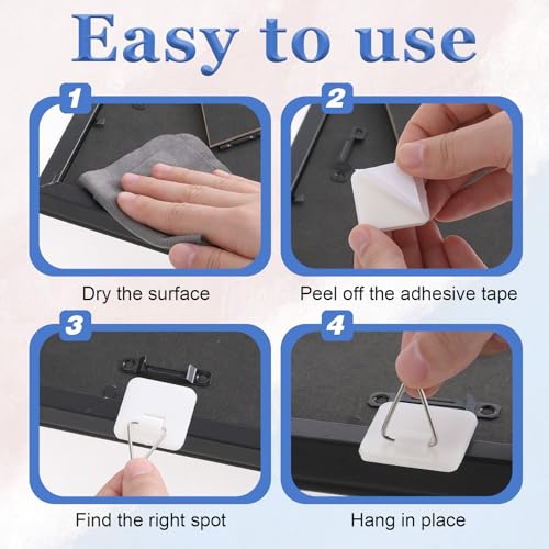 Image of 30 Pcs Adhesive Picture Hanger Foamboard Picture Hanging Hooks Without Nails, 3 Sizes Wall Plate Hangers Plastic Picture Hangers Invisible Picture Hanger for Home Art Photo Frame Bathroom Kitchen Door