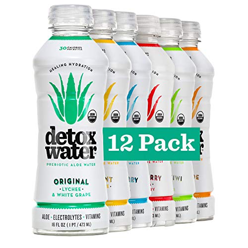 Detoxwater Organic Aloe Vera Infused Prebiotic Water - Variety | Contains Highest Quality
