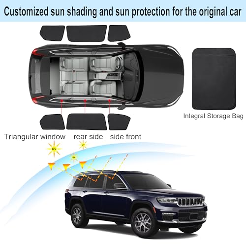 Fannyc Front Side Half Window Shade Foldable Custom Fit for 2021-2024 Je-ep Grand Cherokee L Car Window Shades for Side Window Sun Shade UV Protection Heat Insulation for Camping Sleeping 6PCS by Fannyc - Used condition - Image 3