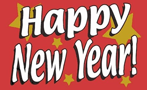 Happy New Year Flag 3ft x 2ft Medium - 100% Polyester - Metal Eyelets - Double Stitched