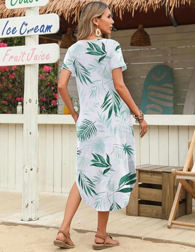 Image of Zeagoo Womens Maxi Summer Dress with Pockets Casual Short Sleeve Sundress Trendy 2026 Curve Hem Long Dress