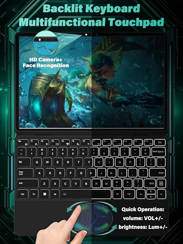 Image of 11 inch Green 2-in-1 Convertible Touchscreen Laptop, FHD (1920x1200) IPS Display, in tel N100 Processor, 16GB RAM 256GB SSD, Facial Recognition,Backlit KB, USB-C,Win 11 Pro for Students & Travel