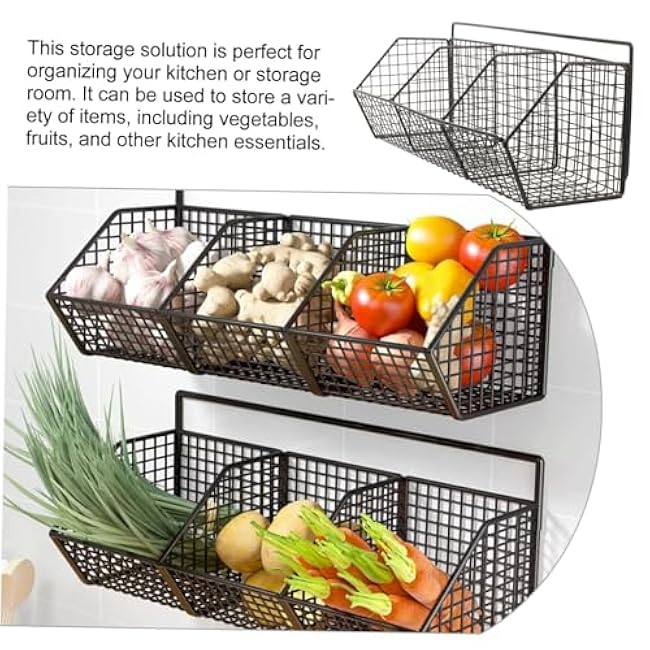 Amosfun Wall Mounted Kitchen Storage Rack Metal Shelf for Dish Cloths Onions Ginger and Garlic Space Saving Organizer for Kitchens and Easy to Clean Design