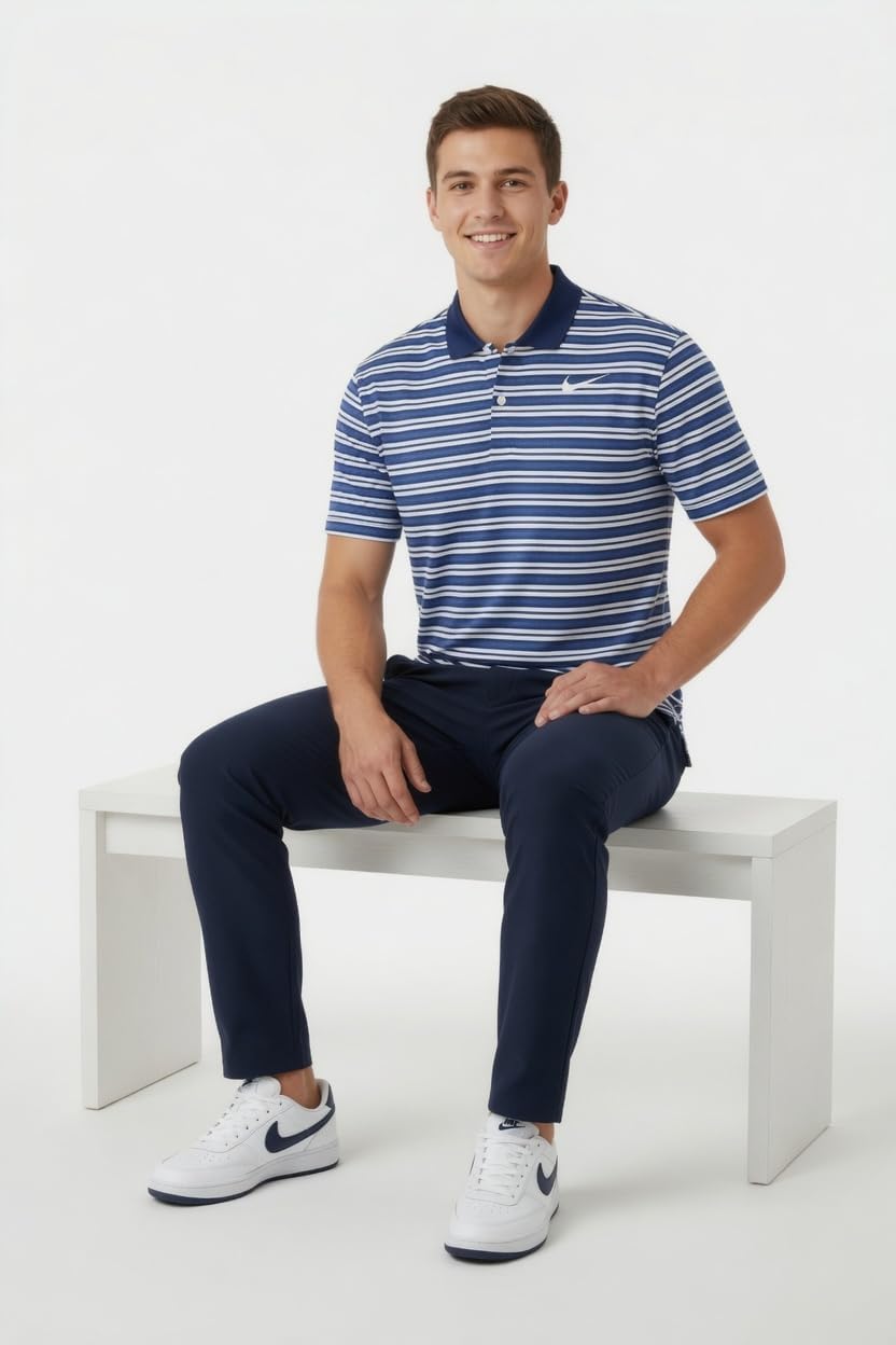Nike Men's Nike Dri-fit Victory Stripe Polo, Game Royal/White, Small