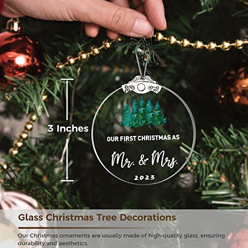 Yesand Wedding Bridal Shower Gift, Glass First Christmas As Mr Mrs Ornament 2023 Wedding Decoration Ornaments Newlywed Holiday Keepsake Decor, Newlywed Gifts For Couples #TOP1