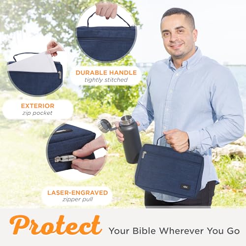 Image of Christian Art Gifts Polyester Bible Cover for Men & Women: Jesus Fish Patch