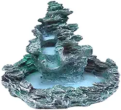 Fonte agua cascata média esverdeada em resina 01023