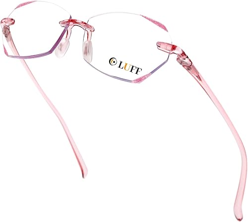 Miniatura 1 de LUFF Anti-Blue Light Rimless Reading Glasses for Women,Stylish Frameless Reading Glasses Diamond Cut Edge Lens,Metal Readers