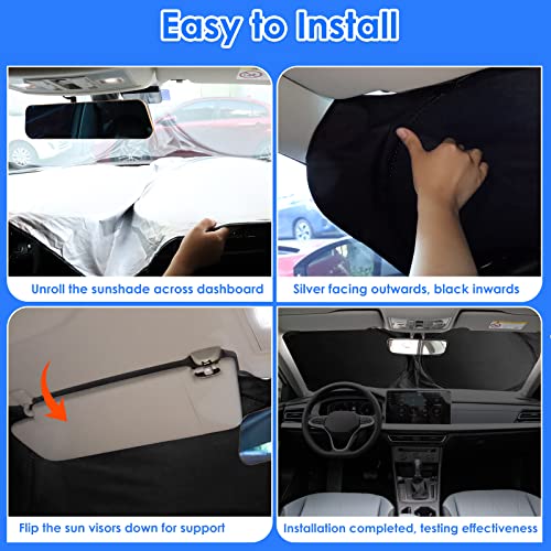 Car Windshield Sun Shade - Car Front Window Shade Sun Blocker- Sunshade For Car Windshield- Foldable Sun Shade Blocks Heat Sun And Uv Rays- Sun Cover For Cars Suv & Trucks Protect And Cool Interior #TOP4