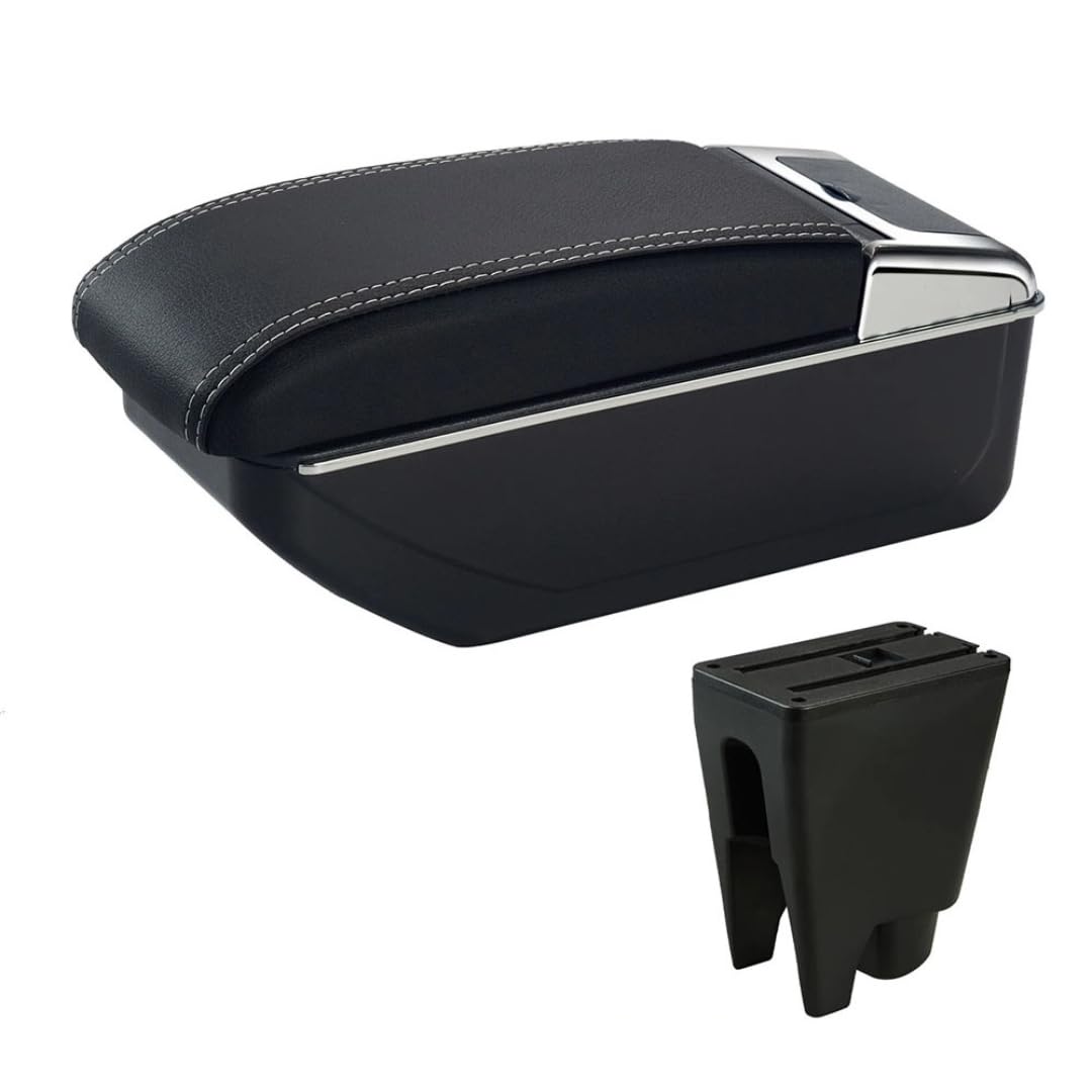 Toiumops Armrest for Citroen C1, Car Armrest Box Center Console Store Box(A3 White Line No USB)