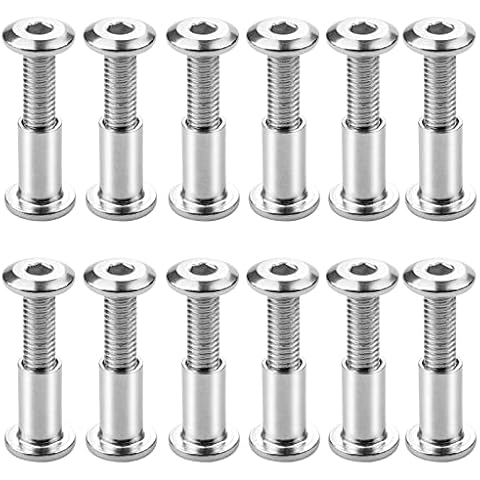 12 stück Hülsenschrauben M6 Schraubsäule 5/16""(8mm) Außen M6x20mm M6 Schrankverbinder M6 Sex Sockel Schraube Verbindungsschraube Sechskopf-Knopf Schrauben Möbelschrauben für Möbel,Küchenschränken Cover