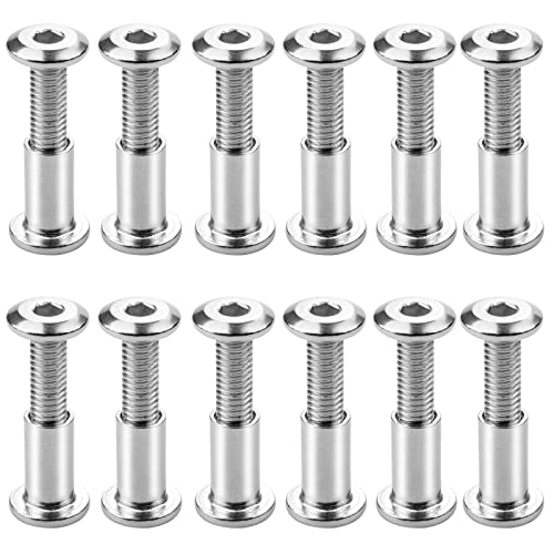 24pcs Tornillo de Unión de Muebles M6 x 20 mm Tornillo de Conexión con Manguito de Acero Inoxidable 304 Pernos de Fijación Hexagonal Tornillo Hexagonal para Conectar Muebles