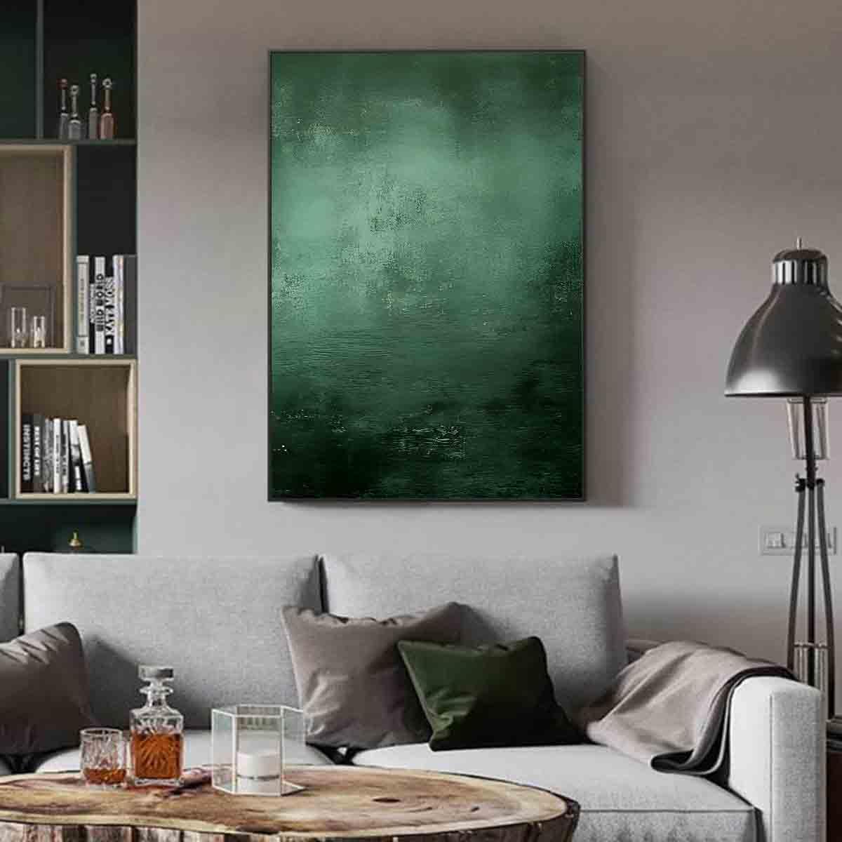 Mostemauo Green And Black Abstract Wall Art Canvas Dark Green Abstract Sage Picture Large Paintings Dark Emerald Pictures Minimalist Modern Abstract Painting Nordic decor 16x24inch No Frame - Image 7
