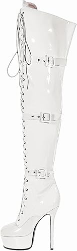 Emfnzd Women's Sexy Thigh High Heels Cross Lace Up Over Knee Platform Boots Unis