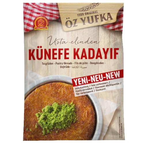 Hilo de masa Öz Yufka Kadayıf ultrafino Künefe Kadayifi Adecuado para la preparación del famoso chocolate Dubai 300 gramos con Pufai Grocery,