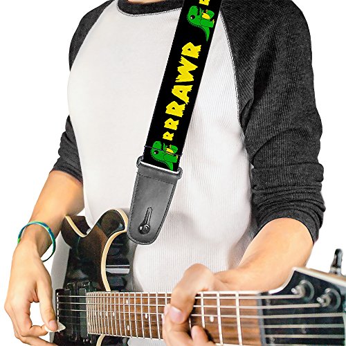 Buckle-down Sangle de guitare RRRAWR Dinosaur Black/Green/Yellow - Les Beatles, Paul McCartney, John Lennon, RIngo Starr, George Harrison Buckle-down Sangle de guitare RRRAWR Dinosaur Black/Green/Yellow – Image 3