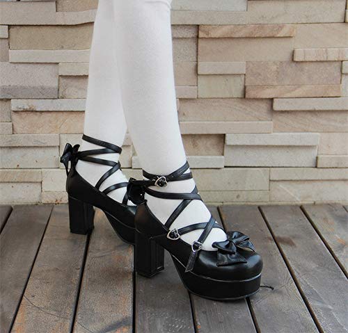 Japanese Lolita Party Shoes Criss Cross High Heels Ankle Strap Dress Pumps4