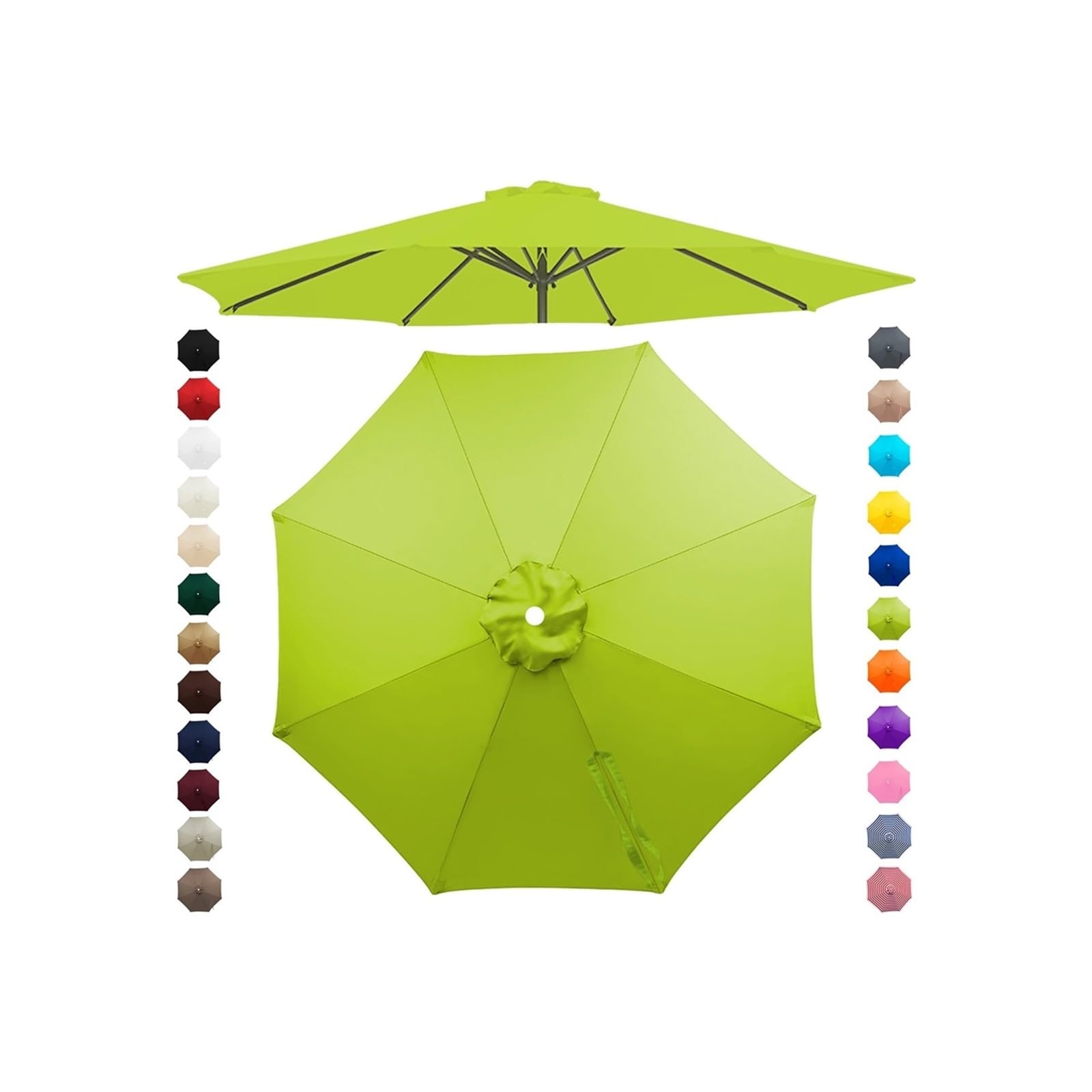 Chinimon Replacement Parasol Canopy 2m/2.5m/2.7m/3m/3.5m, 6/8 Arms Garden Parasol Cover for Yard Beach (Grass Green, 2m/6-Ribs) — image 1