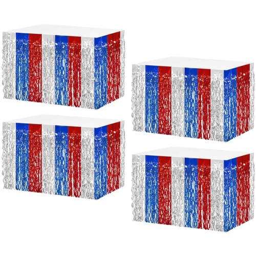 Fringe mesa de papel de aluminio con acabado tinsel brillante rectangular de 4 unidades 8
