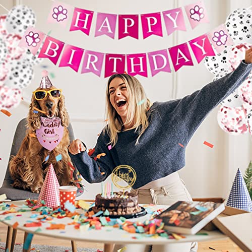 GUOYIHUA Dog Birthday Party Supplies, Dog Birthday Bandana Scarf, Doggie Boy Birthday Party Hat with Number, Bowtie Balloons Banner for Small Medium Dogs Pets, Birthday Party Decorations (6PCS, Pink) - Image 6