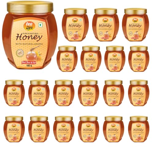 Image of ANP BEE Raw Natural Honey 2kg (100gm x 20Pcs), Lab Tested Pure Unprocessed Original Honey in Plastic Jar, No Added Sugar, Organic Honey for Tea, Skin Care & Wellness, Nature's Sweet Gift