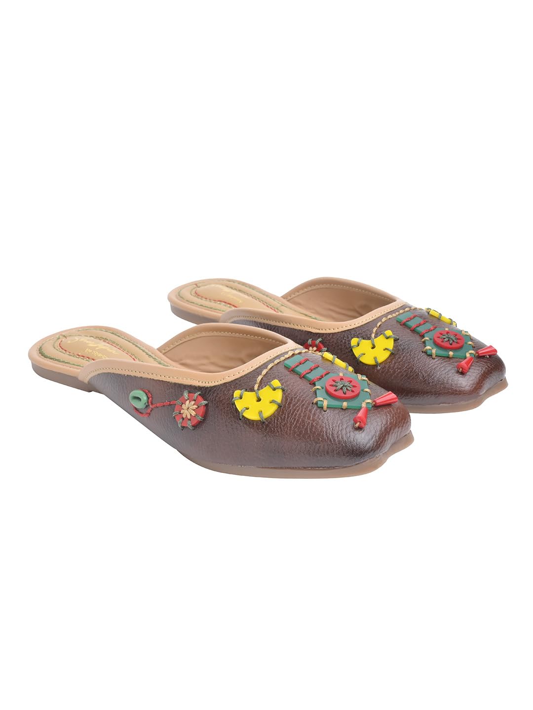 Women's Embroidered Ethnic Mule Flats | Handcrafted Slip-On Jutti Style Closed Toe Flats | Cushioned Insole | Casual, Festive & Traditional Footwear-image-23
