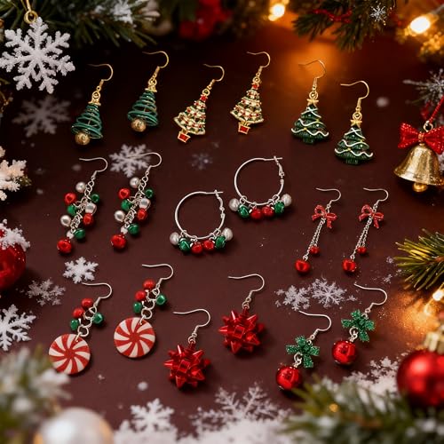 Pendientes de Navidad cómodos de pan de jengibre y reno para piel sensible 4