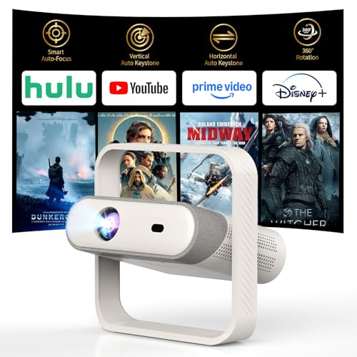 Image of 【Native 1080P & Auto Focus】Smart Mini Projector with WiFi and Bluetooth, 500ANSI, Auto Keystone Correction, Compatible with Smartphone, Laptop, HDMI, USB